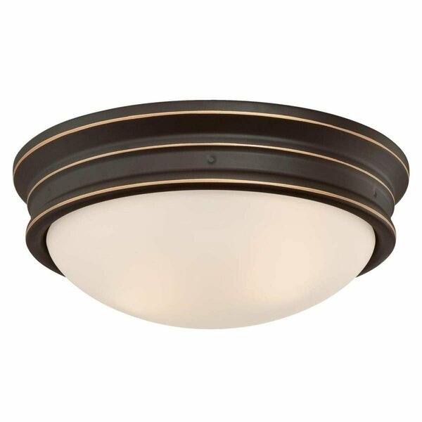 Brilliantbulb 13 in. 2 Light Flush with Highlights & Frosted Glass - Oil Rubbed Bronze BR2690129